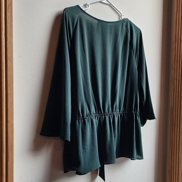 Jennifer Lopez Forest Green V-Neck Blouse Size XXL - Picture 14 of 16